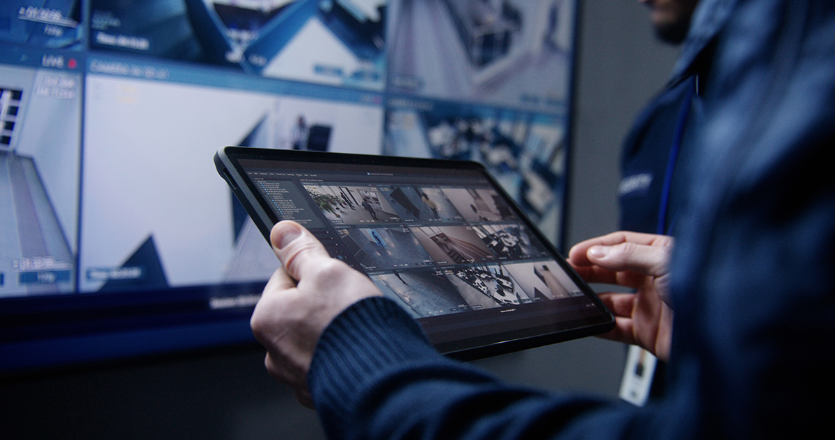 Security operator zoom CCTV cameras using tablet